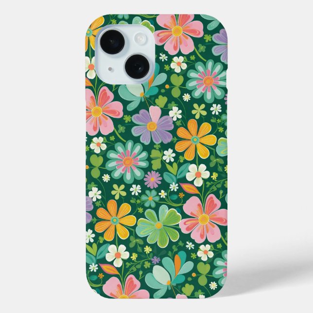 Coques Case-Mate iPhone Pastel Wildflowers In Pink Purple Orange And Green (Verso)