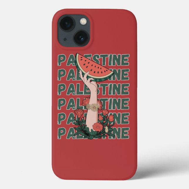Coques Case-Mate iPhone pastèque, fleurs et texte Palestine Répéter  (Verso)