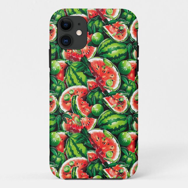 Coques Case-Mate iPhone pastèques, chaux, feuilles de pastèque, petite cha (Dos)