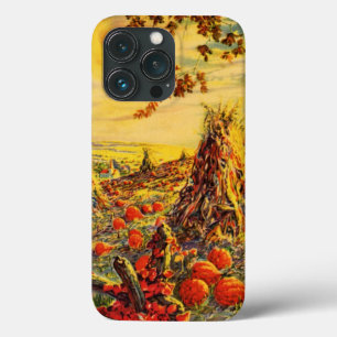 iPhone 13 Pro Case Patch de Citrouille Halloween vintage avec Haystac