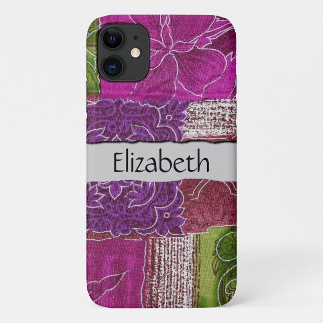 Coques Case-Mate iPhone Patchwork Pattern, Patchwork Background, Your Name (Dos)