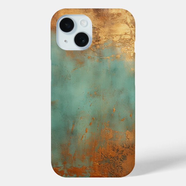 Coques Case-Mate iPhone Patina de cuivre métallique rustique (Verso)