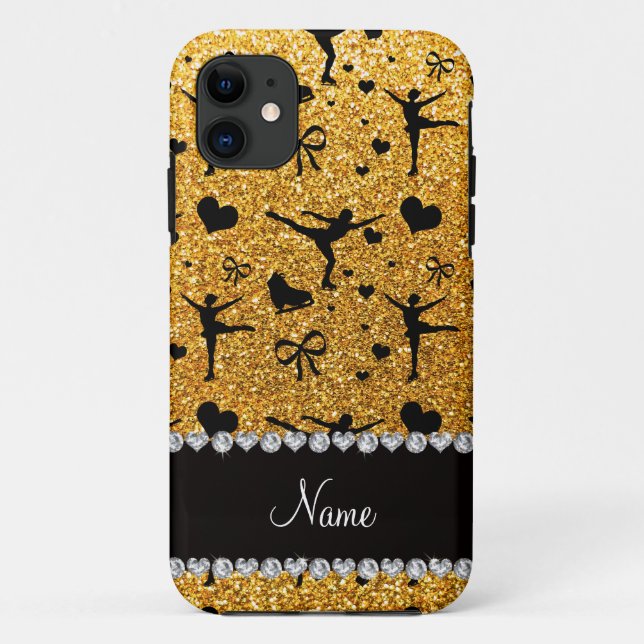 Coques Case-Mate iPhone Patinage artistique jaune nommé fait sur commande (Dos)