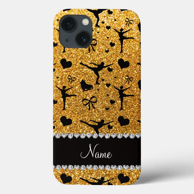 Coques Case-Mate iPhone Patinage artistique jaune nommé fait sur commande (Verso)