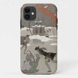 Coques Pour iPhone Patinage de glace sur le lac congelé, illustratio