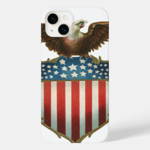 Coque Pour iPhone 14 Plus Patriotisme vintage, aigle fier au-dessus du drape