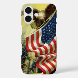 Coques iPhone 16 Patriotisme Vintage, Drapeau Américain Aigle Patri