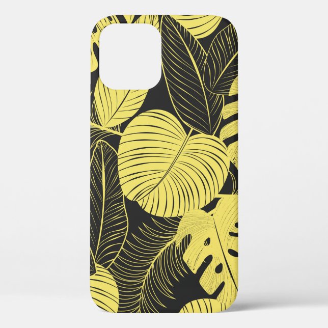 Coques Case-Mate iPhone Patte Tropicale Noir Jaune Deux Tons (Verso)