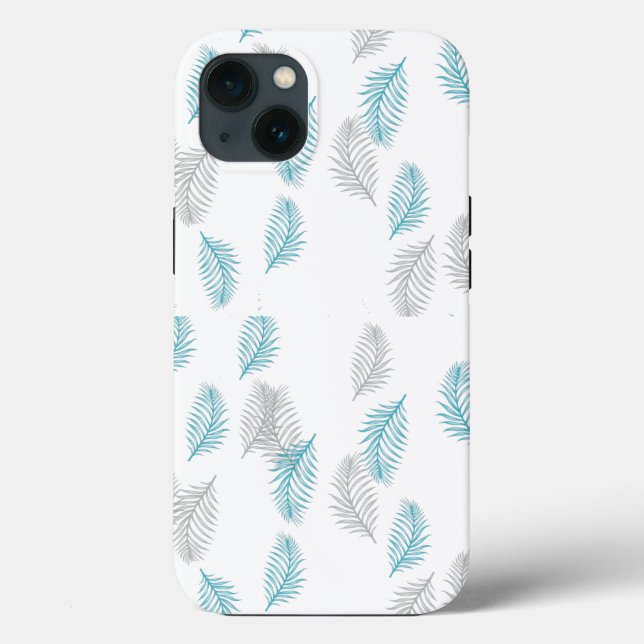 Coques Case-Mate iPhone Pattern Blue & Gray Leaves (Verso)
