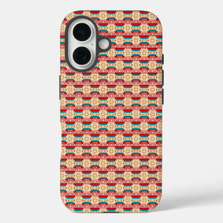 Coque Pour iPhone 16 Pattern mexicain à Beige and Red