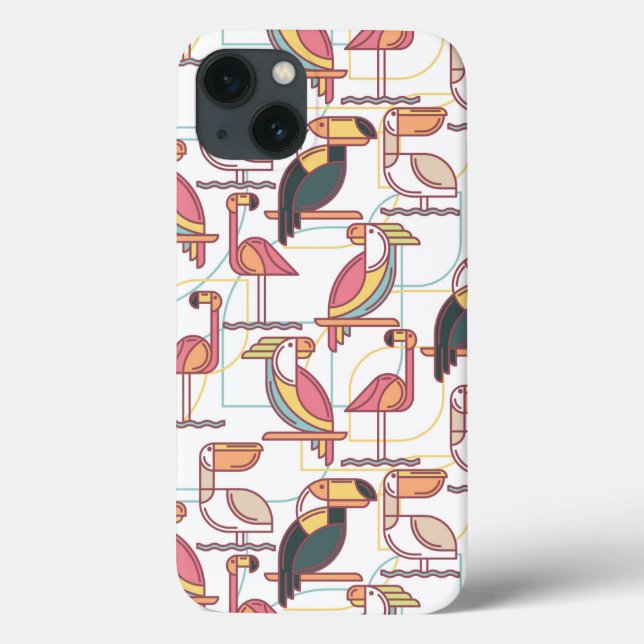 Coques Case-Mate iPhone Pattern moderne With Tropical Birds (Verso)