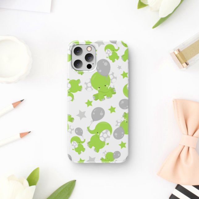 Coques Case-Mate iPhone Pattern of Green Elephants, Cute Elephants, stars (Créateur téléchargé)