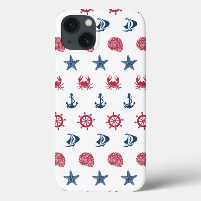 Coques Case-Mate iPhone Pattern rouge blanc et bleu (Verso)