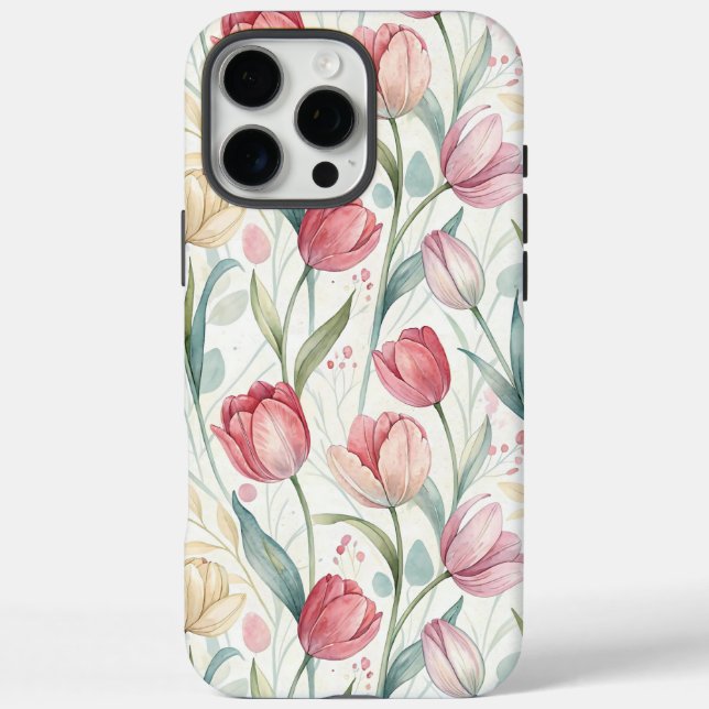 Coques Case-Mate iPhone Pattern Watercolor Modern Tulips (Verso)