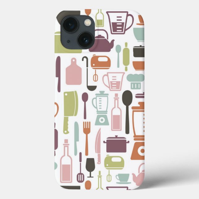 Coques Case-Mate iPhone Pattern with colorful cooking icons (Verso)