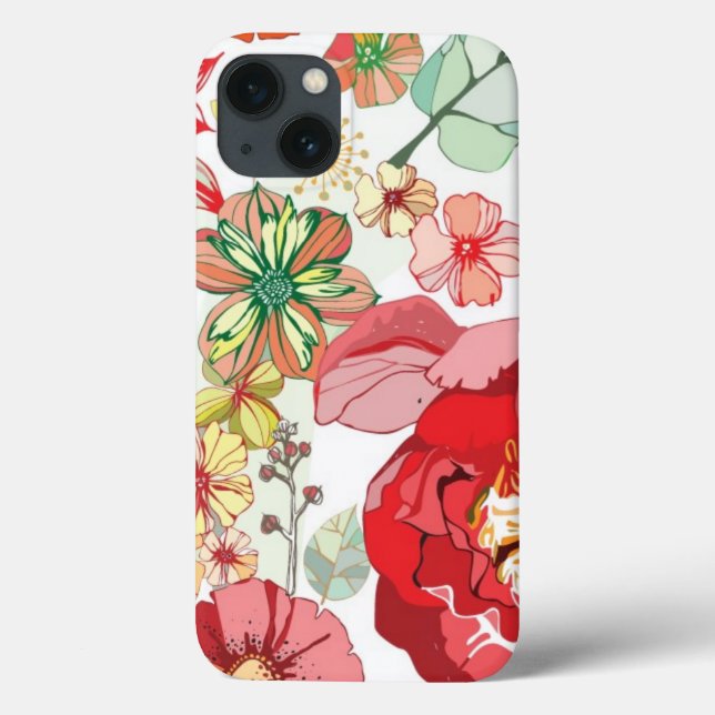 Coques Case-Mate iPhone Pattern with red flowers (Verso)