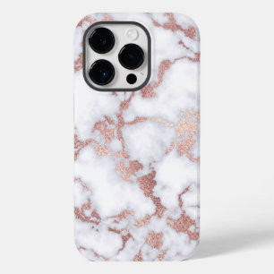 Coque Case-Mate iPhone Patterns de Chic Rose Gold White Marble Stone