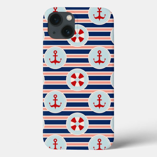 Coques Case-Mate iPhone Patterns de Nautical Stripes and Dots (Verso)