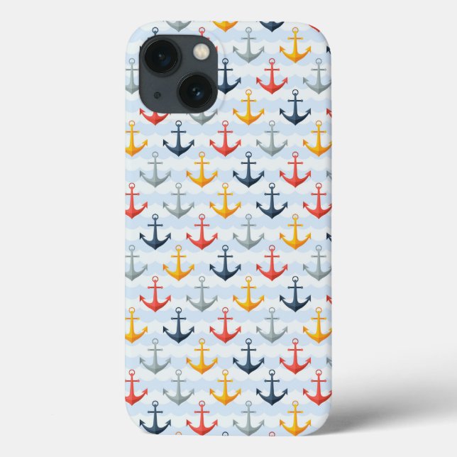Coques Case-Mate iPhone Patters nauticaux avec Anchors (Verso)