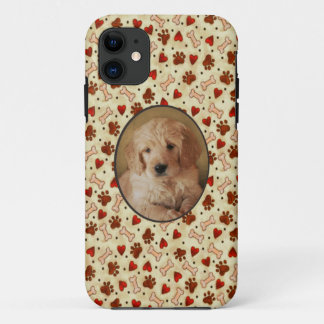 Coque iPhone 11 Pattes personnalisées de Dogbone de photo d'animal