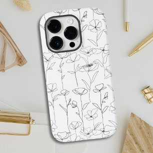 Coque Case-Mate iPhone Pavot Fleur sauvage noir et blanc minimaliste flor