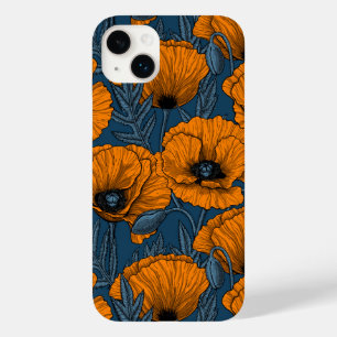 Coque Case-Mate iPhone Pavot orange sur bleu foncé