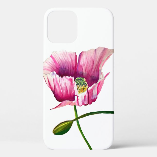 Coques Case-Mate iPhone Pavot rose aquarelle jolie fleur (Verso)