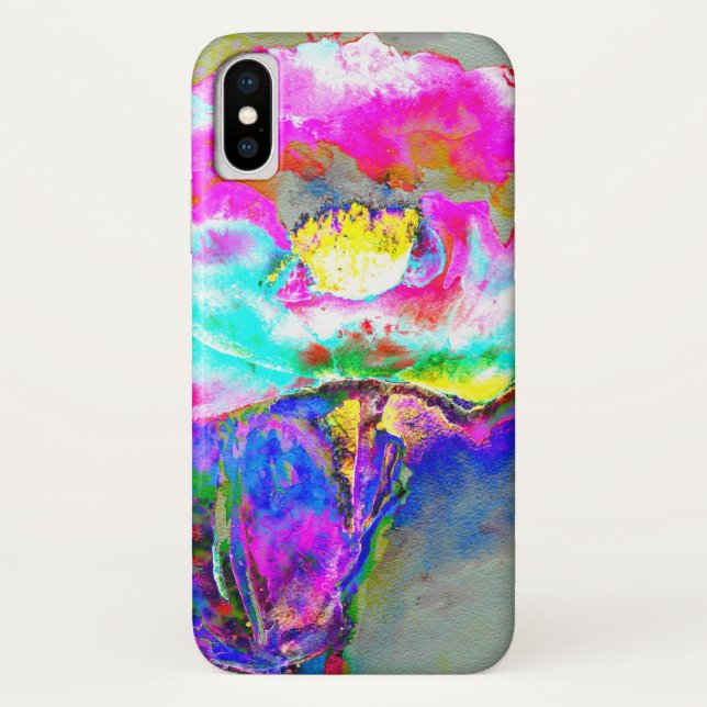 Coques Case-Mate iPhone Pavot rose, aquarelle peinture florale (Dos)