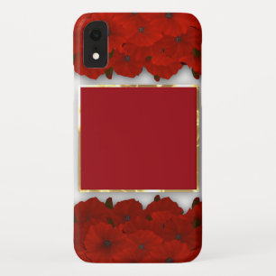Case-Mate iPhone Case Pavot rouge fleurs cadre fleuri blanc motif