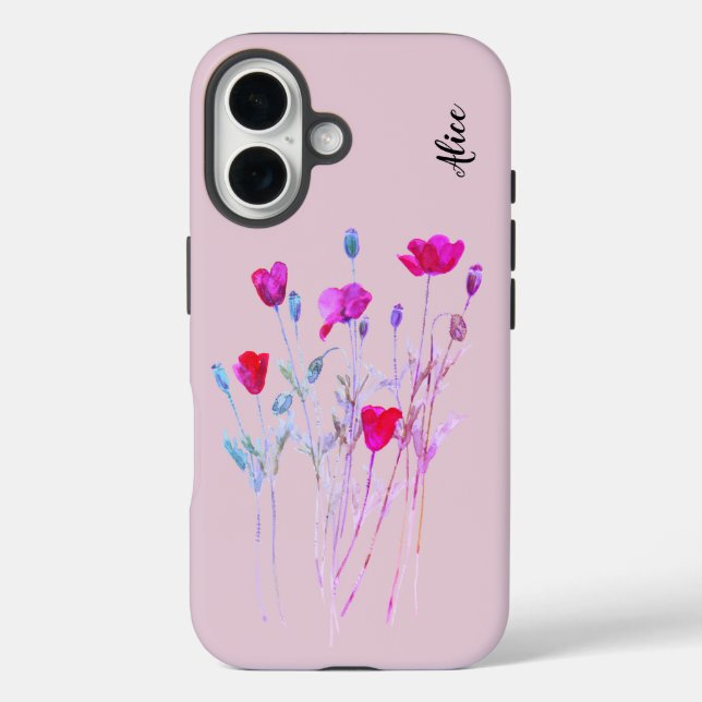 Coques Case-Mate iPhone Pavot rouge prairie estivale, fleurs sauvages (Verso)