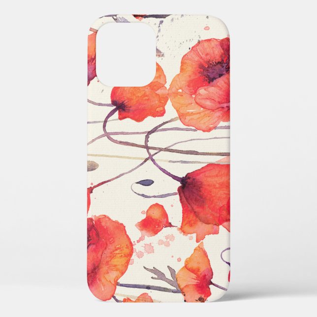 Coques Case-Mate iPhone Pavot rouge sauvage, motif d'aquarelle (Verso)