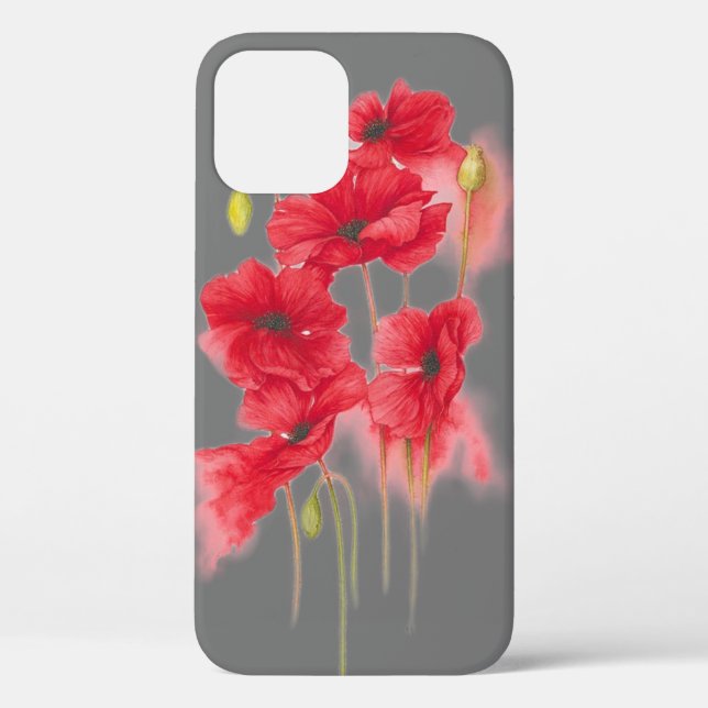 Coques Case-Mate iPhone pavot rouge sur gris (Verso)