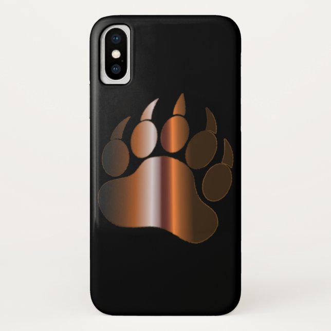 Coques Case-Mate iPhone PAW D'OURS D'ACIER Brown SUR NOIR (Dos)