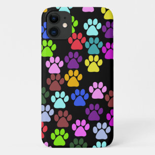 Coque iPhone 11 Paws colorés, Motif Paw, Paws de chien, Empreintes