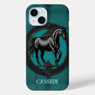 Coque Case-Mate iPhone Pays de l'Ouest équestre Turquoise Cheval noir