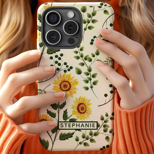 Coque Case-Mate iPhone Pays des Tournesols Fleur Nom Personnalisé