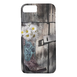 Coque iPhone 8/7 pays occidental en bois de bottes de cowboy de