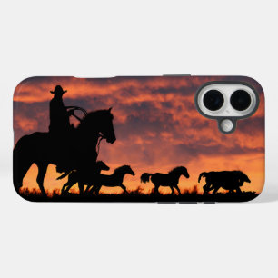 Coque Pour iPhone 16 Plus Pays Western Cowboy Roundup Chevaux sauvages