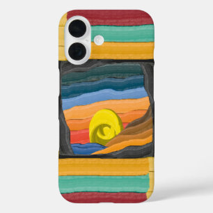 Coque Pour iPhone 16 Paysage Abstrait Vibrant avec Spirale Jaune