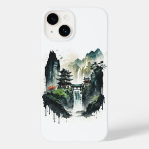 Coque Case-Mate iPhone Paysage antique de l'encre chinoise avec cascade