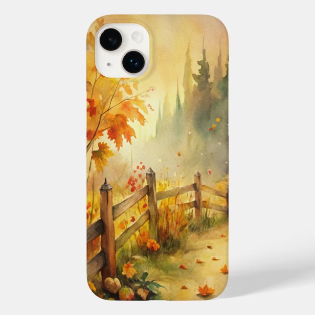Coques Case-Mate iPhone Paysage automnal rustique à l'aquarelle  (Verso)