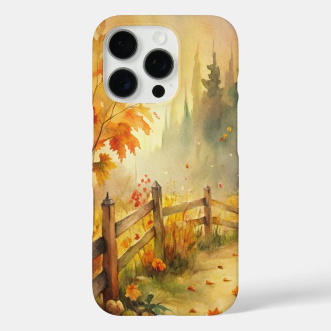 Coques Case-Mate iPhone Paysage automnal rustique à l'aquarelle  (Verso)