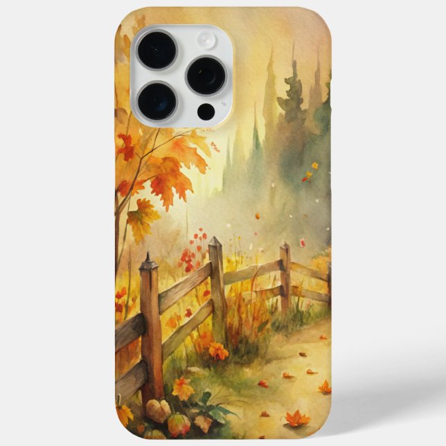 Coques Case-Mate iPhone Paysage automnal rustique à l'aquarelle  (Verso)