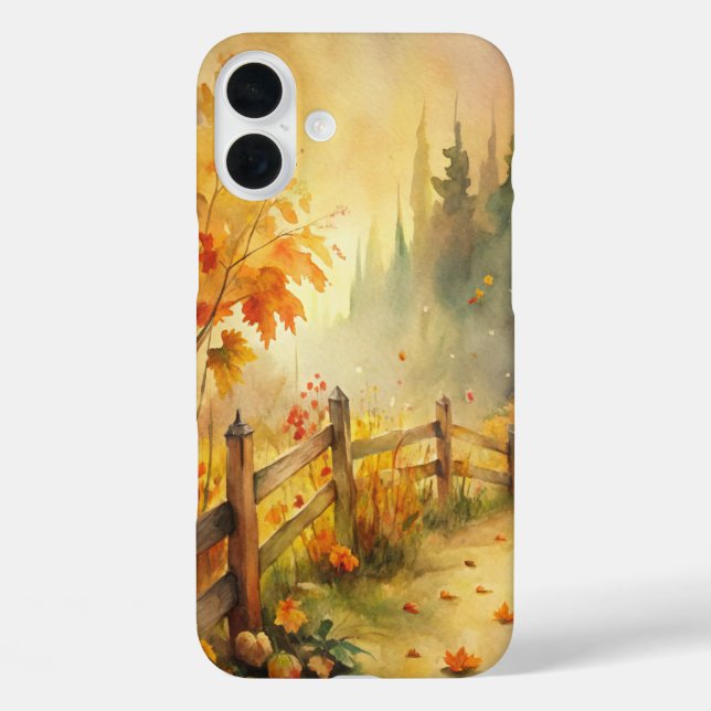 Coques Case-Mate iPhone Paysage automnal rustique à l'aquarelle  (Verso)