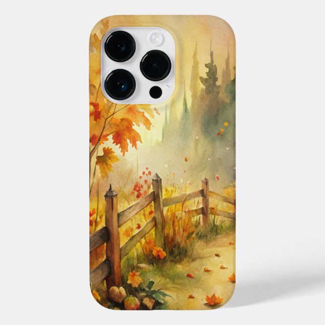 Coques Case-Mate iPhone Paysage automnal rustique à l'aquarelle  (Verso)