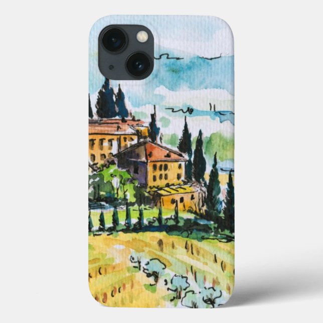 Coques Case-Mate iPhone Paysage avec des arbres de ville et de cyprès (Verso)
