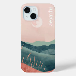 Coque Case-Mate iPhone Paysage Boho Montagnes Abstraites Avec Nom