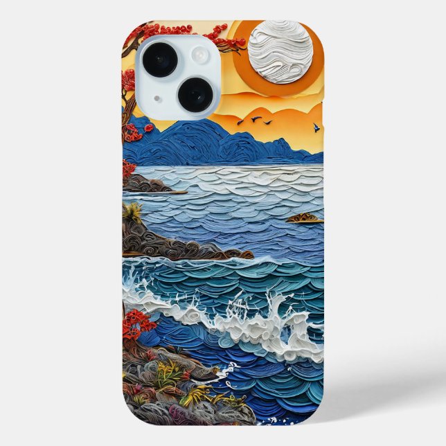 Coques Case-Mate iPhone Paysage côtier de vague océanique au coucher du so (Verso)