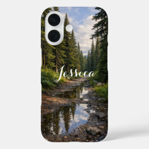 Coque Pour iPhone 16 Paysage de chemin forestier pluvieux Personnalisé 