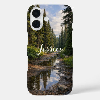 Coque Pour iPhone 16 Paysage de chemin forestier pluvieux Personnalisé
